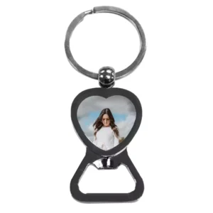 Custom Photo Keychain - bottle opener - silver - heart