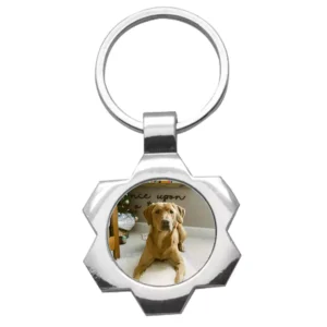 Custom Photo Keychain - metal - silver - cog