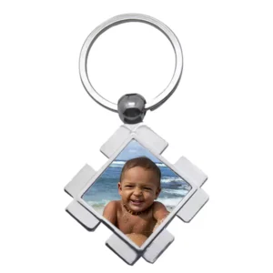 Custom Photo Keychain - metal - silver - jigsaw