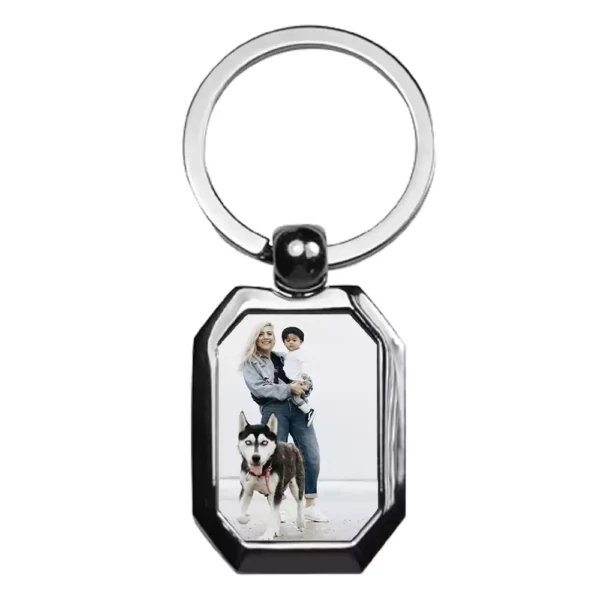 Custom Photo Keychain - metal - silver - polygon