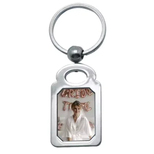 Custom Photo Keychain - metal - silver - rectangle frame