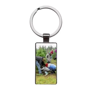 Custom Photo Keychain - silver- rectangle wide